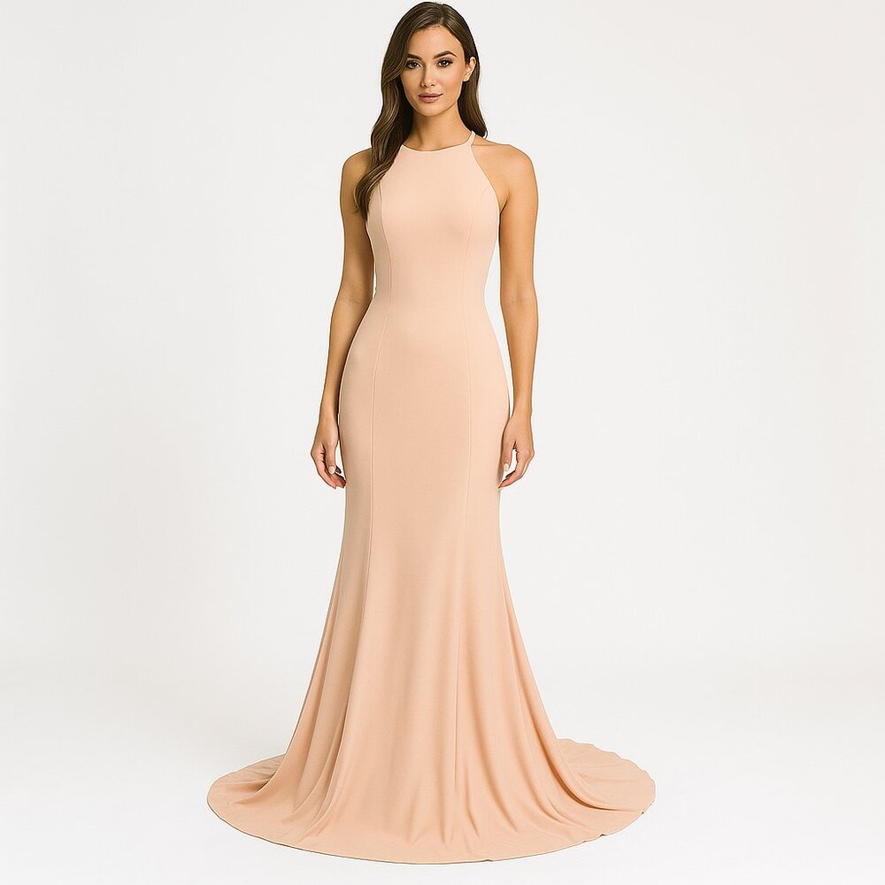 Simply Floor-Length Blush Gown - Size 14